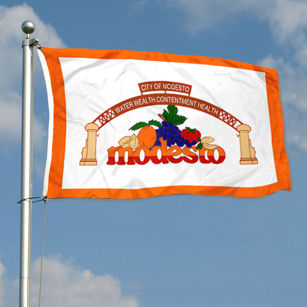 City of Modesto (California, USA) Flag: 3x5ft Man Cave American California Agricultural Vitality Style Decor Banner