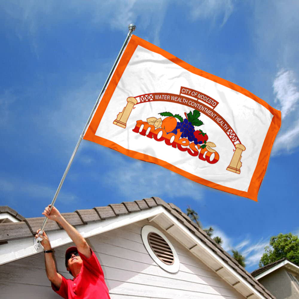 City of Modesto (California, USA) Flag: 3x5ft Man Cave American California Agricultural Vitality Style Decor Banner