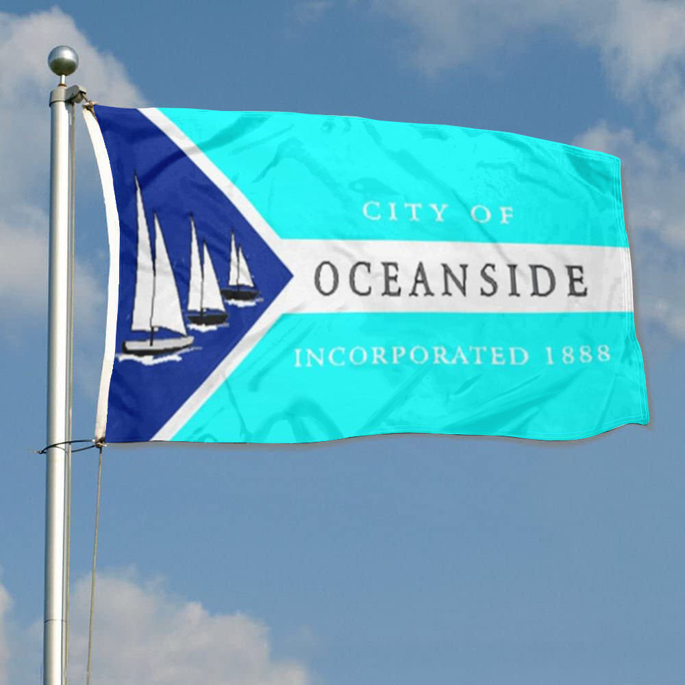 City of Oceanside (California, USA) Flag: 3x5ft Man Cave American California Coastal Sail Shadow Style Decor Banner