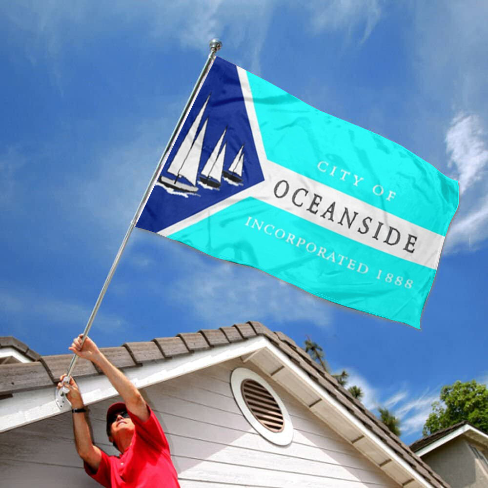 City of Oceanside (California, USA) Flag: 3x5ft Man Cave American California Coastal Sail Shadow Style Decor Banner