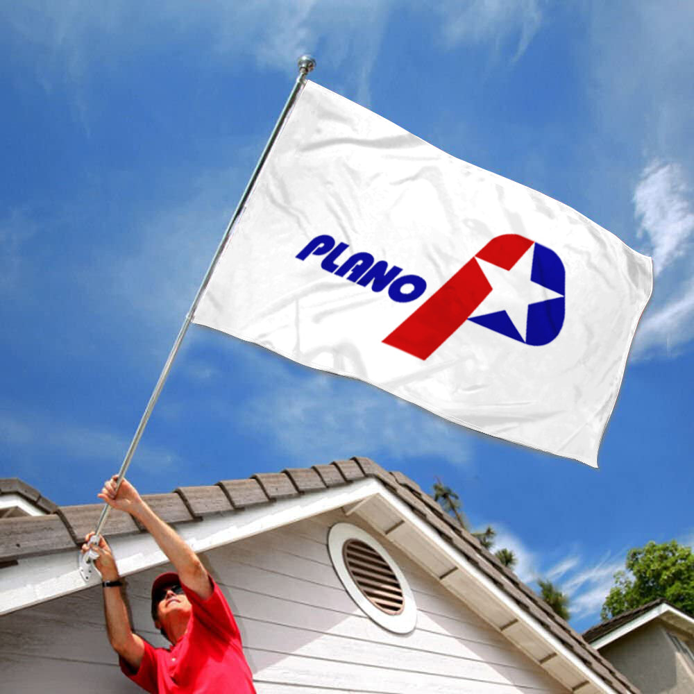 City of Plano (Texas, USA) Flag: 3x5ft Man Cave American Texas Modern Star-Mark Style Decor Banner