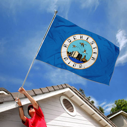 City of Rochester (Minnesota, USA) Flag: 3x5ft Man Cave American Minnesota Urban-Nature Style Decor Banner