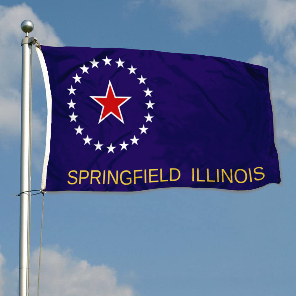 City of Springfield (Illinois, USA) Flag: 3x5ft Man Cave American Illinois Star-Mark Historical Style Decor Banner