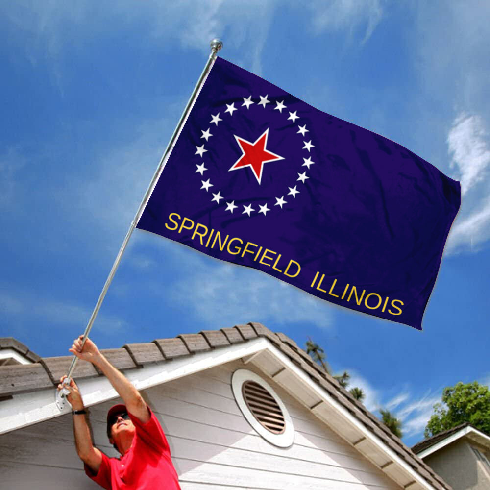 City of Springfield (Illinois, USA) Flag: 3x5ft Man Cave American Illinois Star-Mark Historical Style Decor Banner