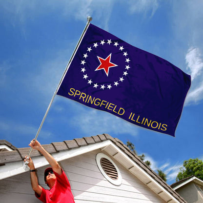 City of Springfield (Illinois, USA) Flag: 3x5ft Man Cave American Illinois Star-Mark Historical Style Decor Banner