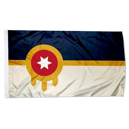 City of Tulsa (Oklahoma, USA) Flag: 3x5ft Man Cave American Oklahoma Regional Logo Style Decor Banner