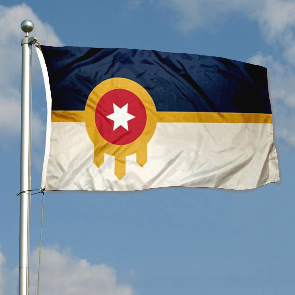 City of Tulsa (Oklahoma, USA) Flag: 3x5ft Man Cave American Oklahoma Regional Logo Style Decor Banner