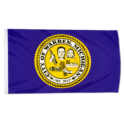City of Warren (Michigan, USA) Flag: 3x5ft Man Cave American Michigan Industrial Humanistic Style Decor Banner