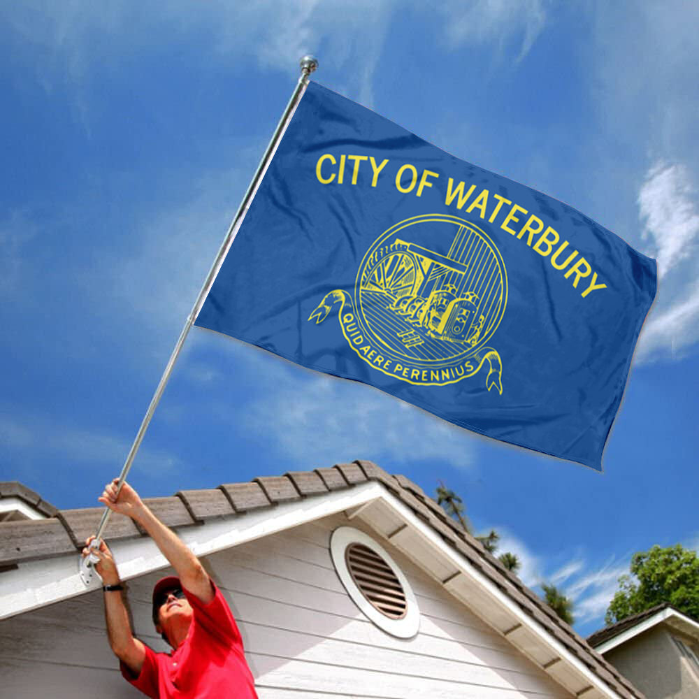 City of Waterbury (Connecticut, USA) Flag: 3x5ft Man Cave American New England Industrial Retro Style Decor Banner