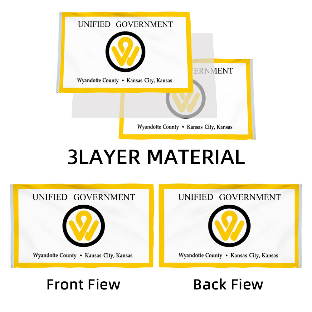 Wyandotte County-Kansas City (Kansas, USA) Unified Government Flag: 3x5ft Man Cave American Urban Modern Style Decor Banner