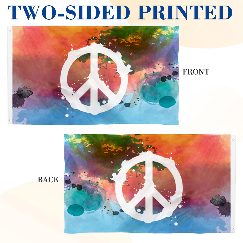 Colorful Peace Sign flag 3x5ft banner man cave