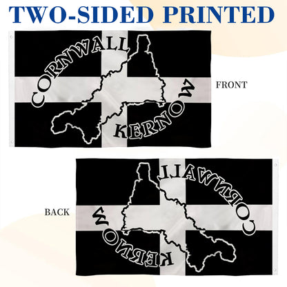 Cornwall (UK) Silhouette Kernow flag 3x5ft banner man cave