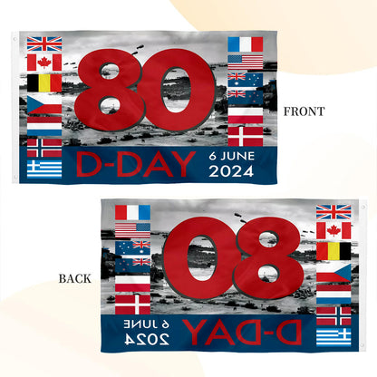 D-DAY 80th Anniversary Normandy flag 3x5ft banner man cave