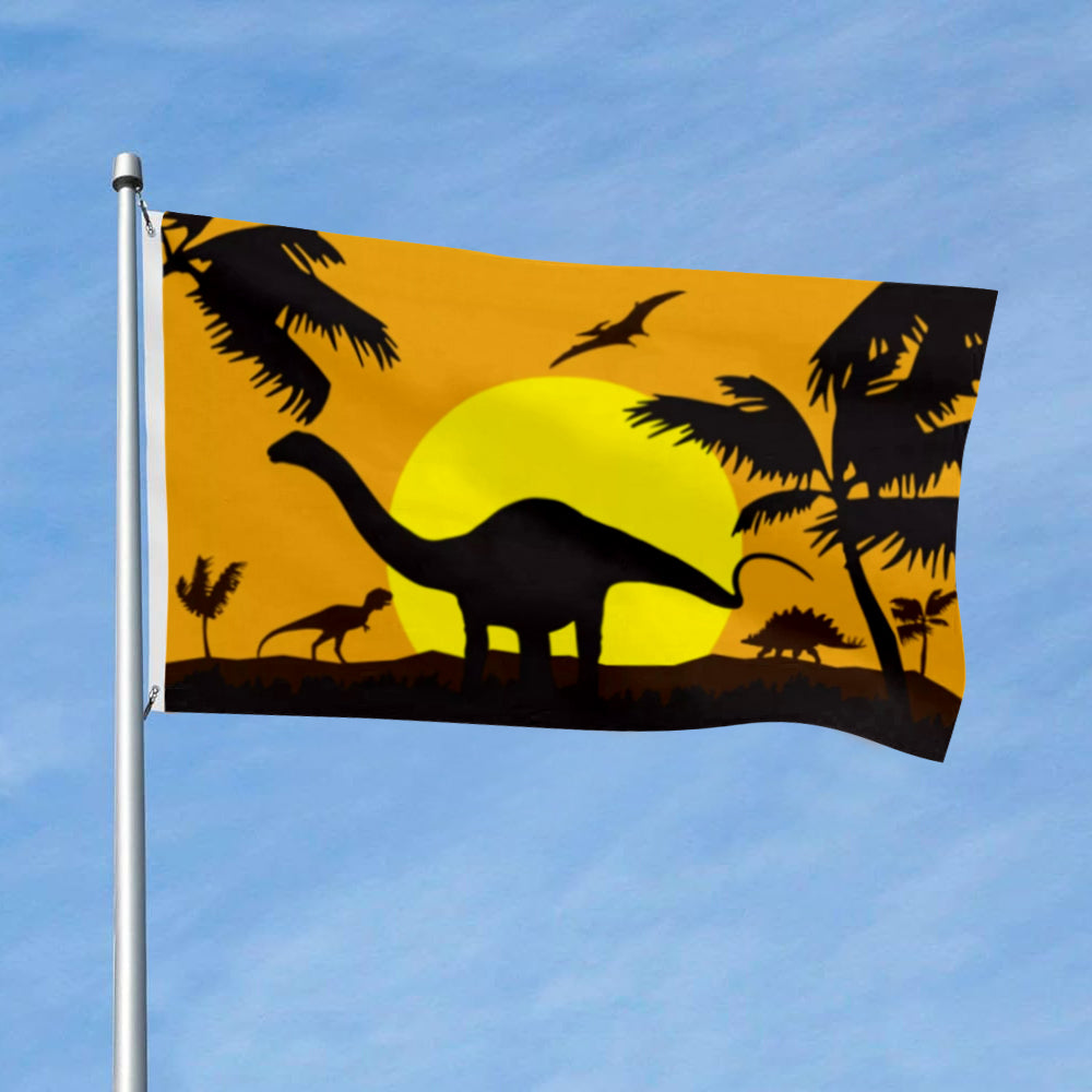 Dinosaurs Silhouette flag 3x5ft banner man cave
