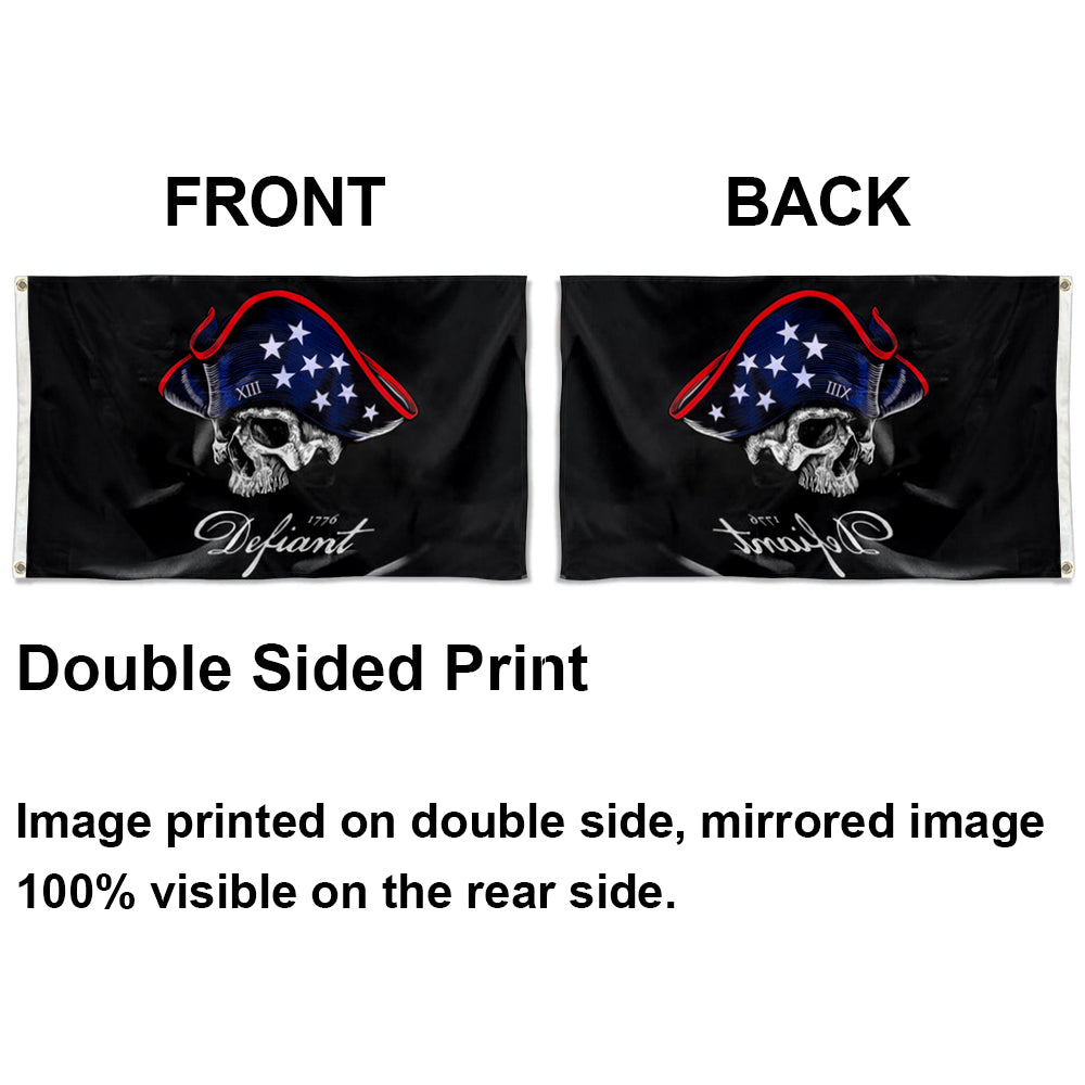 Defiant Skull 1776 flag 3x5ft banner man cave