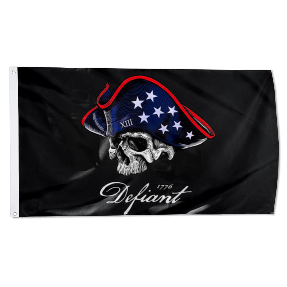Defiant Skull 1776 flag 3x5ft banner man cave