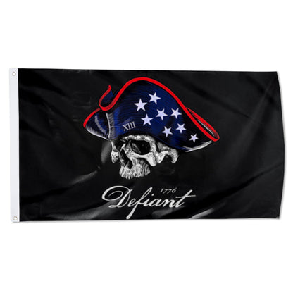 Defiant Skull 1776 flag 3x5ft banner man cave