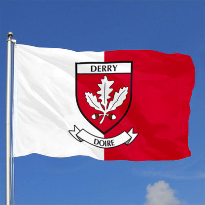 Derry County Coat of Arms Ireland flag 3x5ft banner man cave