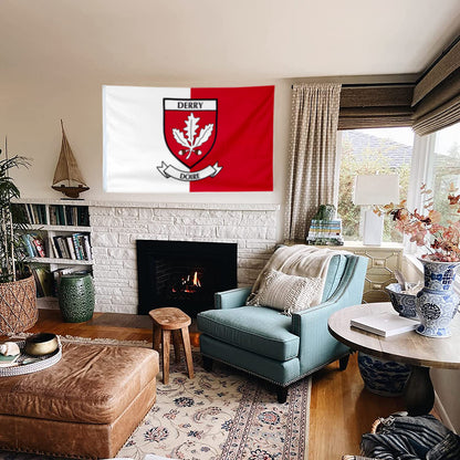 Derry County Coat of Arms Ireland flag 3x5ft banner man cave