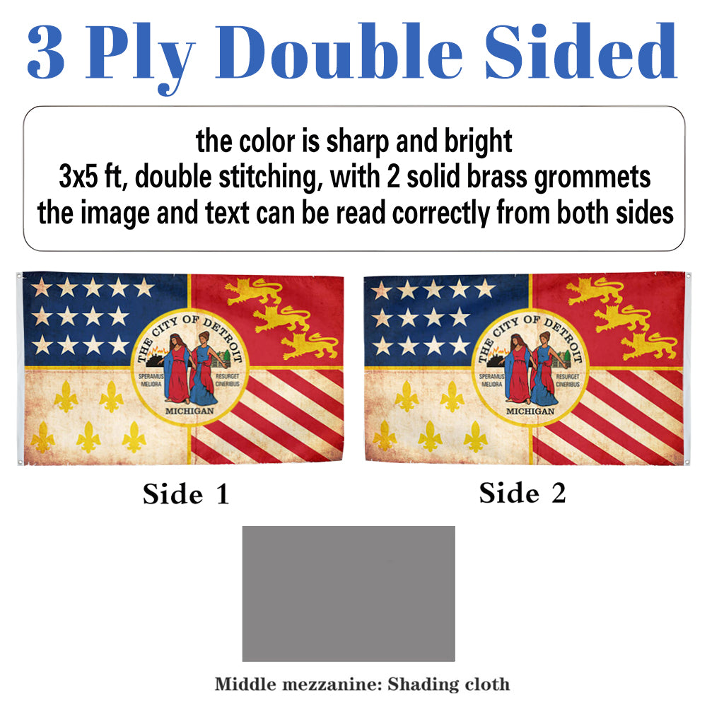 Detroit City flag 3x5ft banner man cave