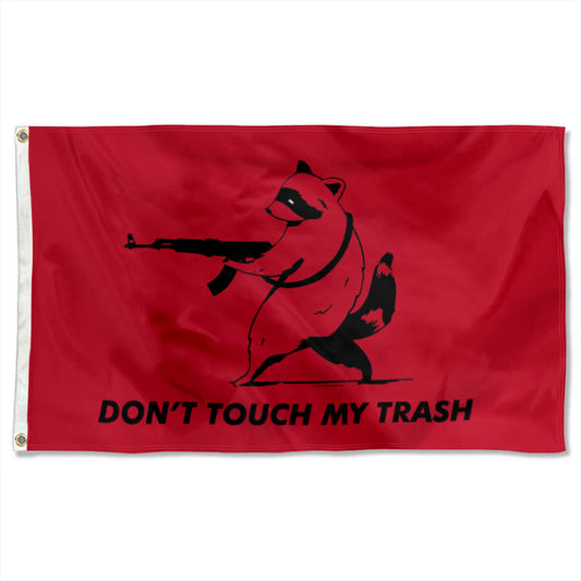 Don't Touch My Trash flag, Trash Panda AK47 flag, Angry Racoon Gadsden Morale flags 3x5ft banner man cave