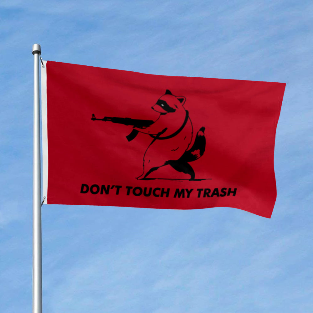 Don't Touch My Trash flag, Trash Panda AK47 flag, Angry Racoon Gadsden Morale flags 3x5ft banner man cave