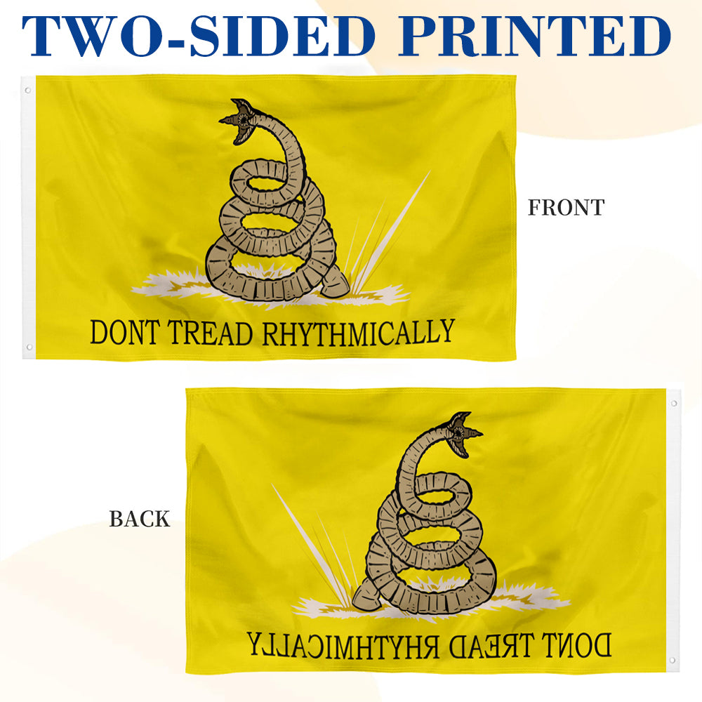 "Don't Tread Rhythmically" Funny Gadsden flag 3x5ft banner man cave
