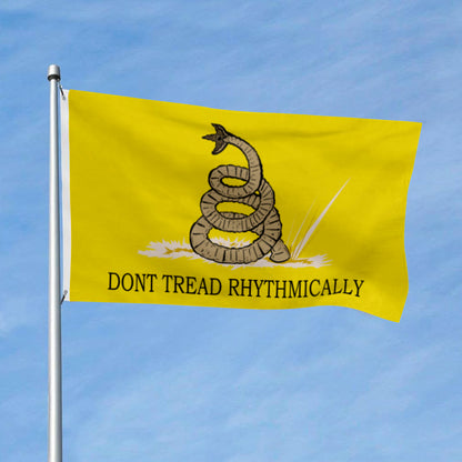 "Don't Tread Rhythmically" Funny Gadsden flag 3x5ft banner man cave