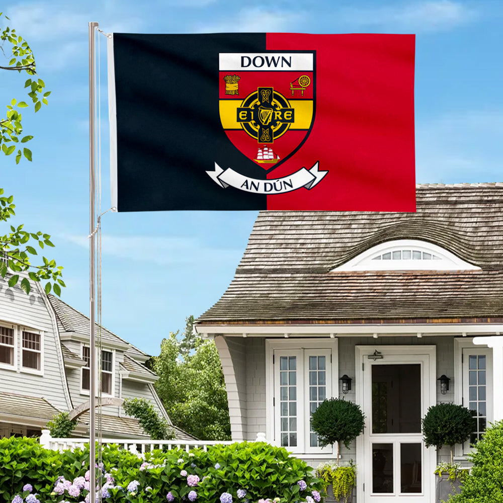 Down County Coat of Arms Ireland flag 3x5ft banner man cave