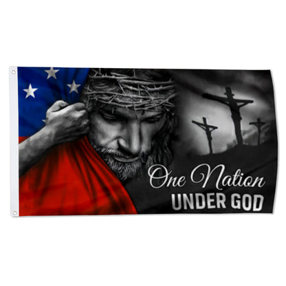 Eagle Cross Nation Under God Bless American Faith Christians Jesus flag 3x5ft banner man cave