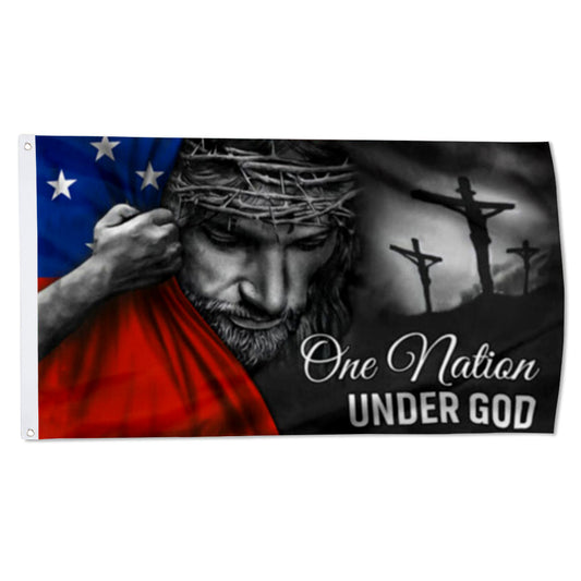 Eagle Cross Nation Under God Bless American Faith Christians Jesus flag 3x5ft banner man cave