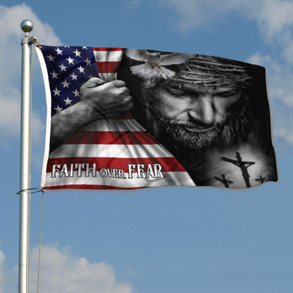 Faith Over Fear Jesus Faith HolySpirit Christian Strong America flag 3x5ft banner man cave
