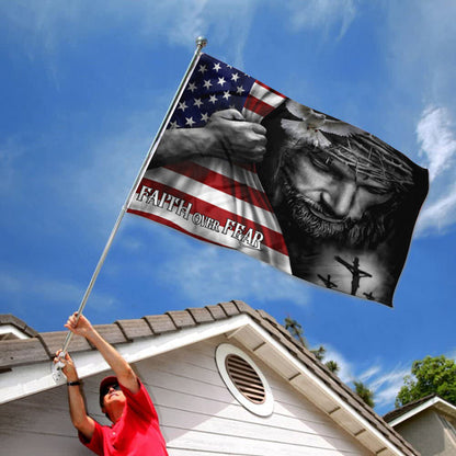 Faith Over Fear Jesus Faith HolySpirit Christian Strong America flag 3x5ft banner man cave