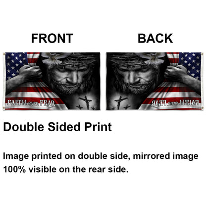 Faith Over Fear Jesus Faith HolySpirit Christian Strong America flag 3x5ft banner man cave