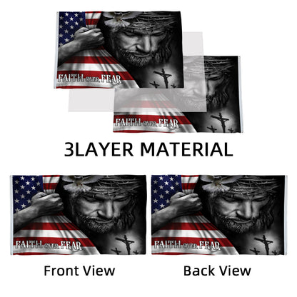 Faith Over Fear Jesus Faith HolySpirit Christian Strong America flag 3x5ft banner man cave