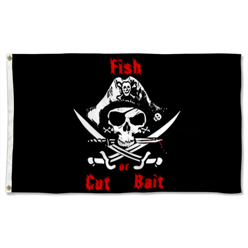 “Fish Or Cut Bait” Pirate flag 3x5ft banner man cave