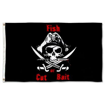 “Fish Or Cut Bait” Pirate flag 3x5ft banner man cave