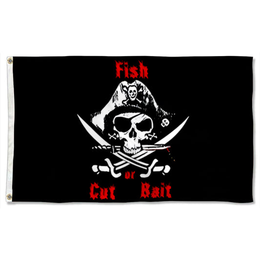 “Fish Or Cut Bait” Pirate flag 3x5ft banner man cave