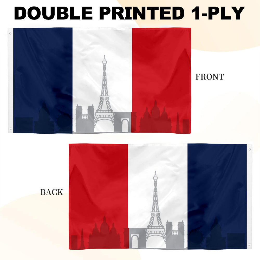 Paris Skyline Flag: 3x5ft Man Cave French Urban Romantic Style Decor Banner