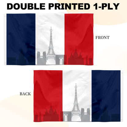Paris Skyline Flag: 3x5ft Man Cave French Urban Romantic Style Decor Banner