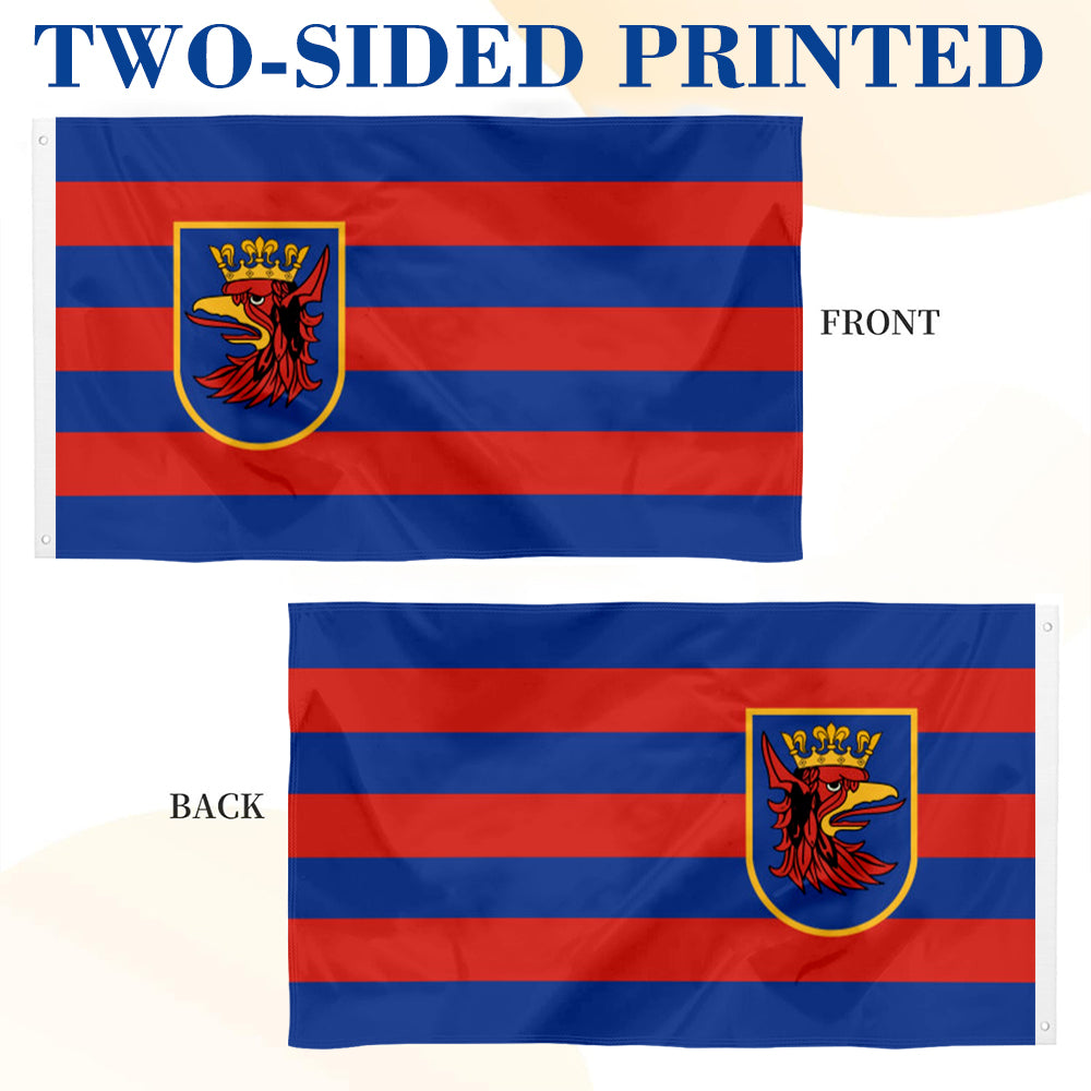 Szczecin (Poland) Flag: 3x5ft Man Cave Eastern European Retro Heraldic Style Decor Banner