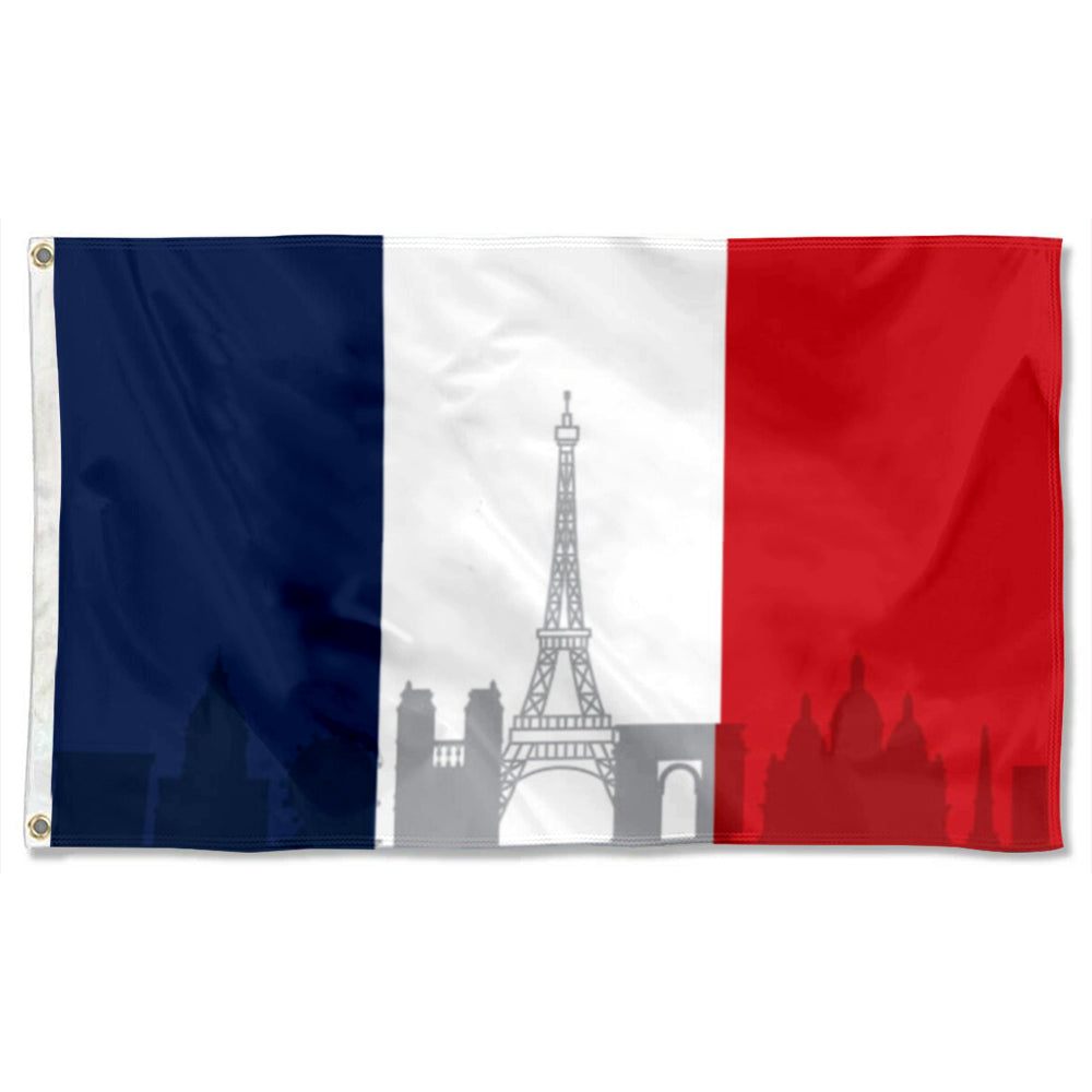 Paris Skyline Flag: 3x5ft Man Cave French Urban Romantic Style Decor Banner