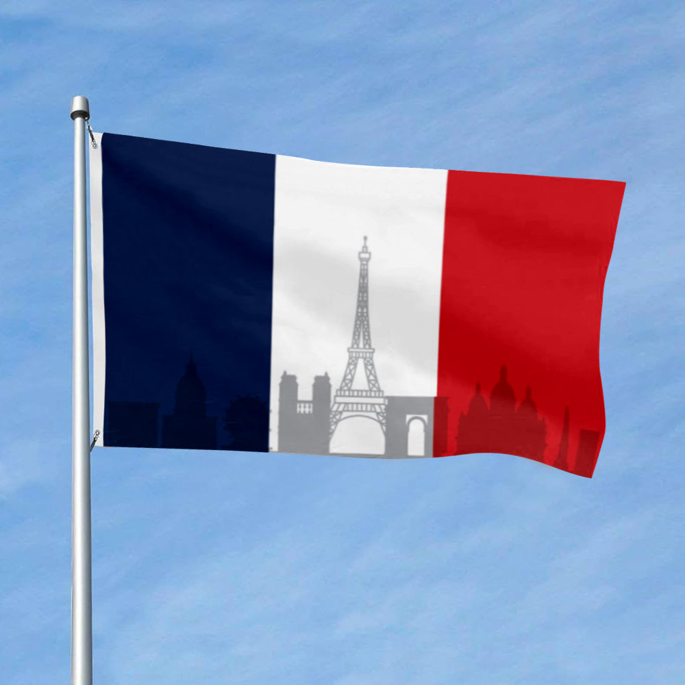 Paris Skyline Flag: 3x5ft Man Cave French Urban Romantic Style Decor Banner