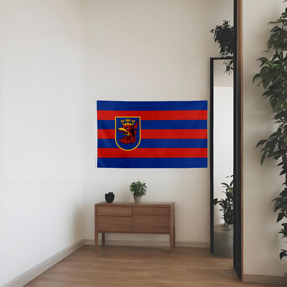 Szczecin (Poland) Flag: 3x5ft Man Cave Eastern European Retro Heraldic Style Decor Banner