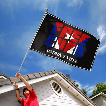 Free Cuba Patria Y Vida Fist flag 3x5ft banner man cave