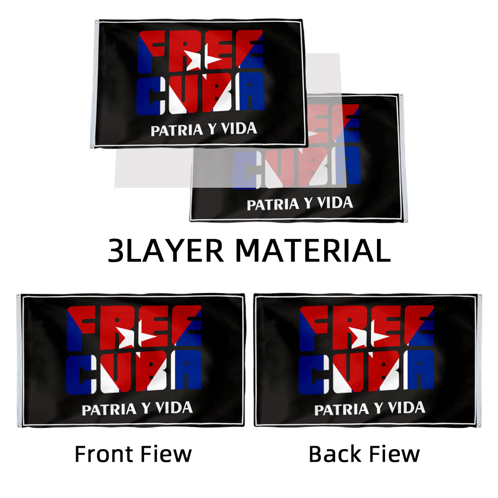 Free Cuba Patria Y Vida Fist flag 3x5ft banner man cave
