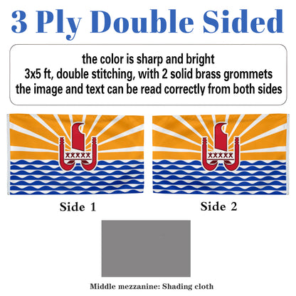 French Polynesia flag 3x5ft banner man cave