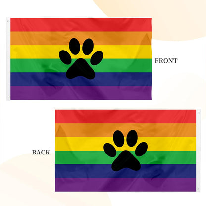Furry Rainbow Pride flag 3x5ft banner man cave