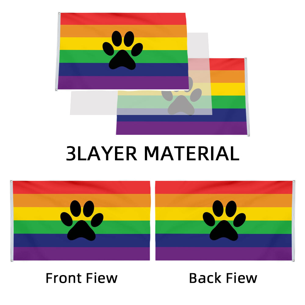 Furry Rainbow Pride flag 3x5ft banner man cave