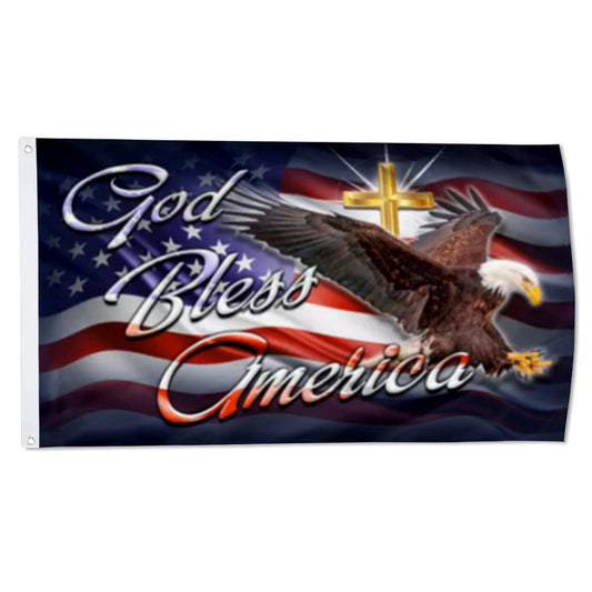 God Bless America Eagle Cross Bible Faith Hope Christian Jesus flag 3x5ft banner man cave